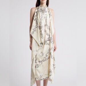COS Chain Print Satin Dress Asymmetric Chain-Print Midi Dress